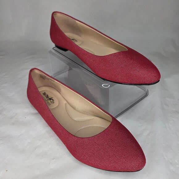 Coach and Four Red Metallic Melitta Flats Shoes Size 8.5  Shimmer Finish - Picture 2 of 8